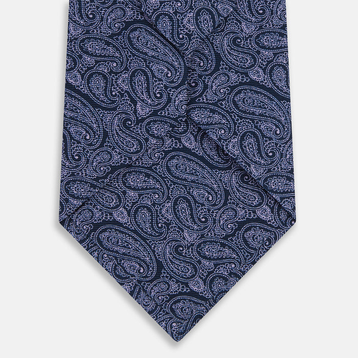 Navy Paisley Silk Tie Image 2