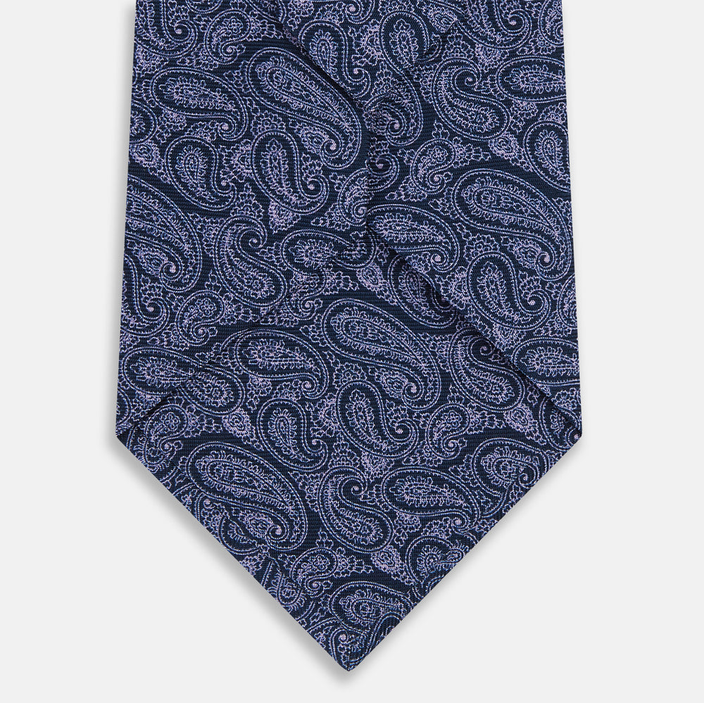 Navy Paisley Silk Tie