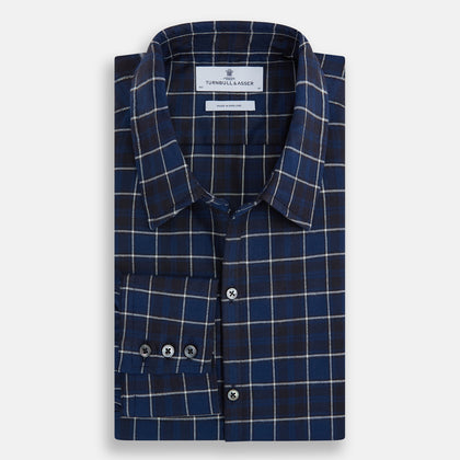 Navy and White Check Windsor Shirt Image 4