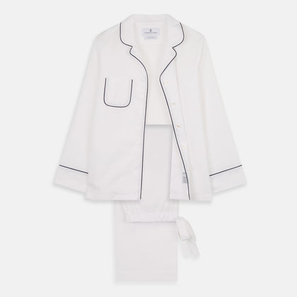Women's Harriet Plain White Cotton Pyjama Set