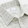 View 2 of product A Turnbull & Asser Green Tattersall Check Cashmerello Regular Fit Mayfair Shirt, featuring a long-sleeve button-up style with a green checkered pattern, is displayed on a plain white surface.