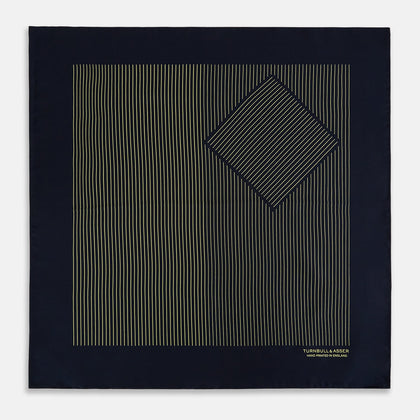 Navy and Gold Stripe Silk Pocket Square Image 2