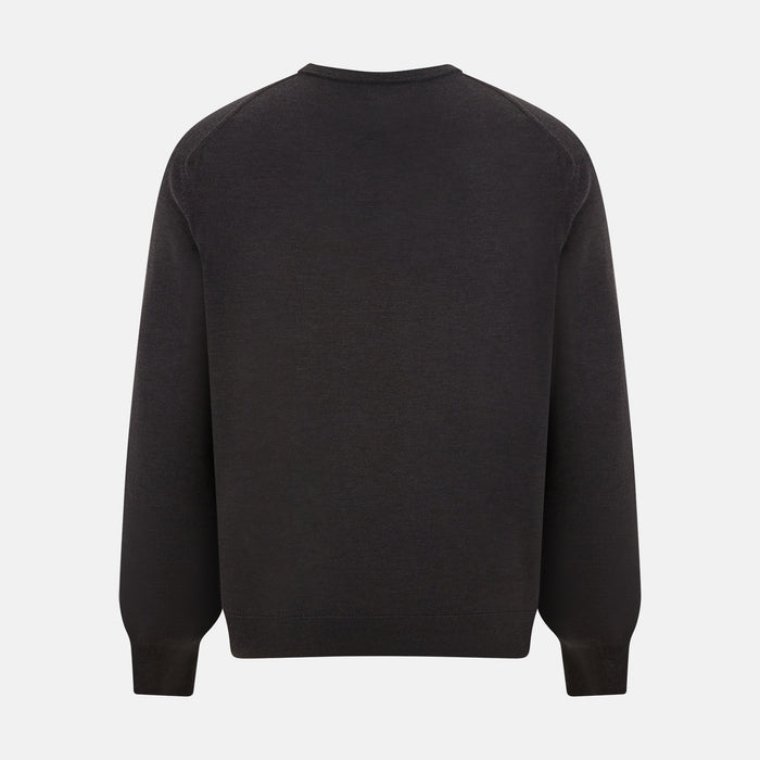 Charcoal Grey Merino V Neck Jumper Image 2