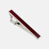 View 1 of product The Turnbull & Asser Burgundy Patterned Tie Bar features a rectangular sterling silver design with a burgundy inlay, ideal for formal attire, shown on a plain white background.