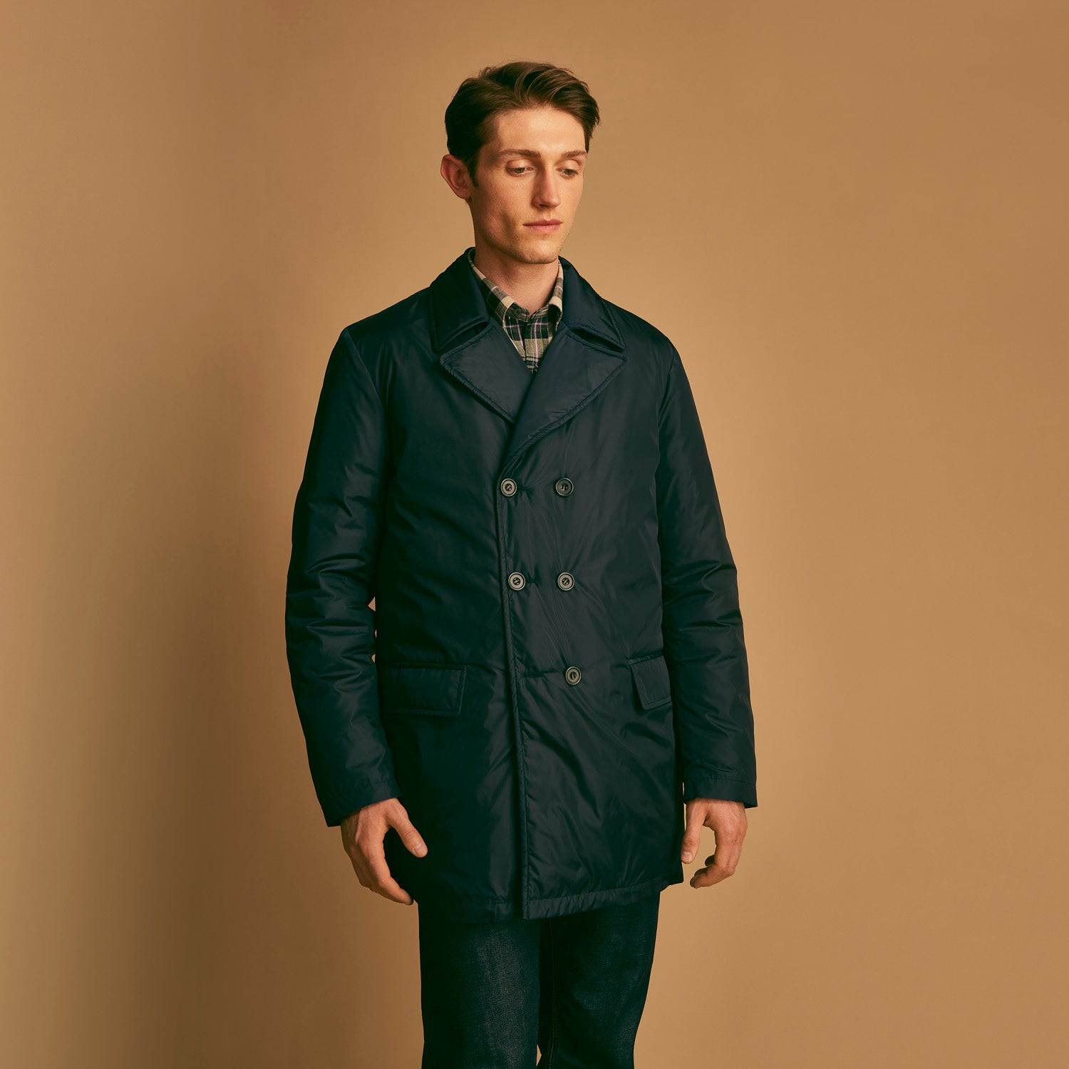 Navy Burrows Double Breasted Coat