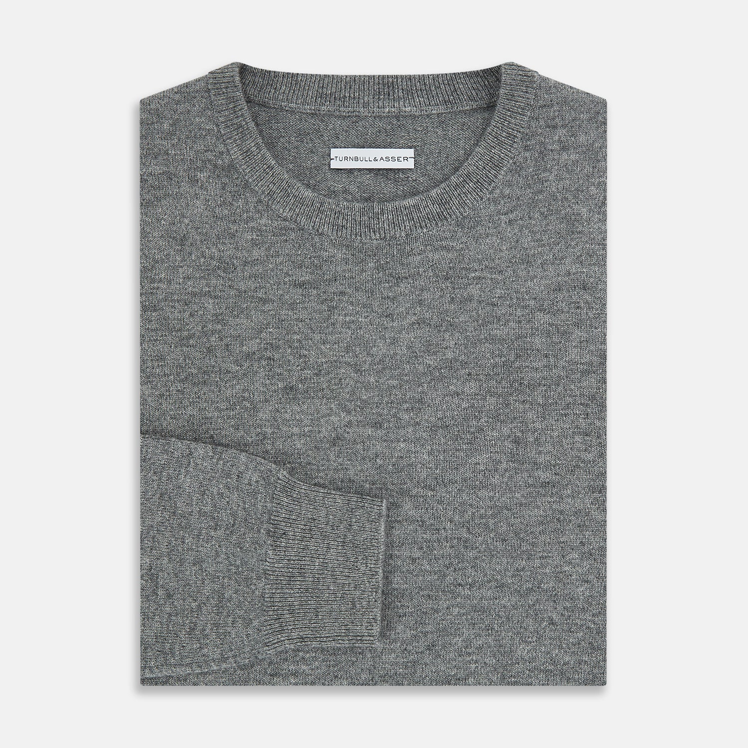 Grey Melange Cashmere Round Neck Jumper