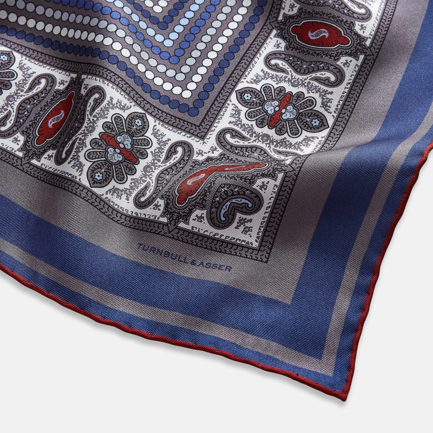 Image 2 of product Ash Dots and Paisley Silk Pocket Square