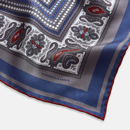 Ash Dots and Paisley Silk Pocket Square Image 6