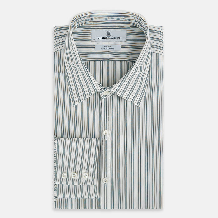 OLIVE & SAGE GREEN MULTI TRACK STRIPE WESTMINSTER SHIRT Image 3