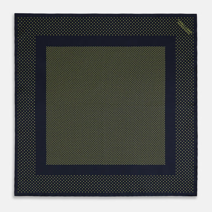 Navy and Yellow Dot Silk Pocket Square Image 3