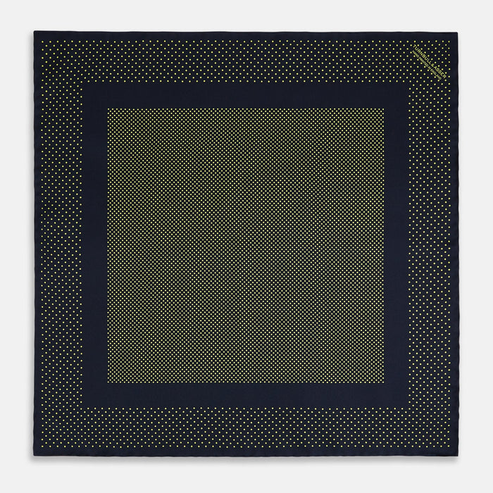 Navy and Yellow Dot Silk Pocket Square Image 3