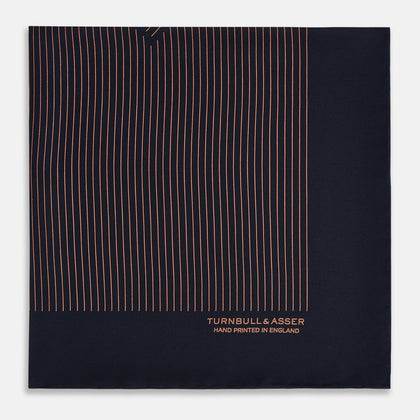 Navy and Blush Stripe Silk Pocket Square Image 3