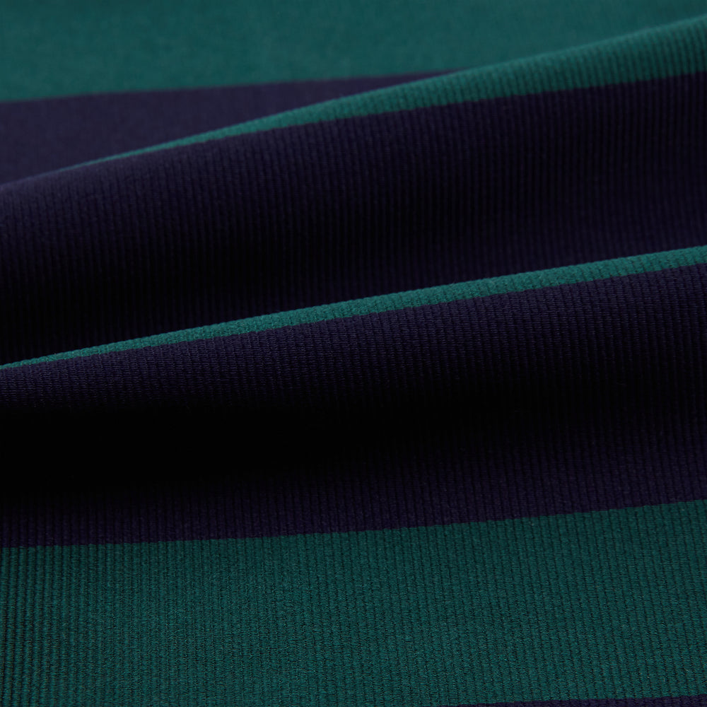 Wide Green Stripe and Navy Silk Cravat