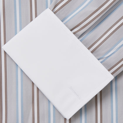 Beige Multi Stripe Cotton Regular Fit Penrose Shirt Image 2