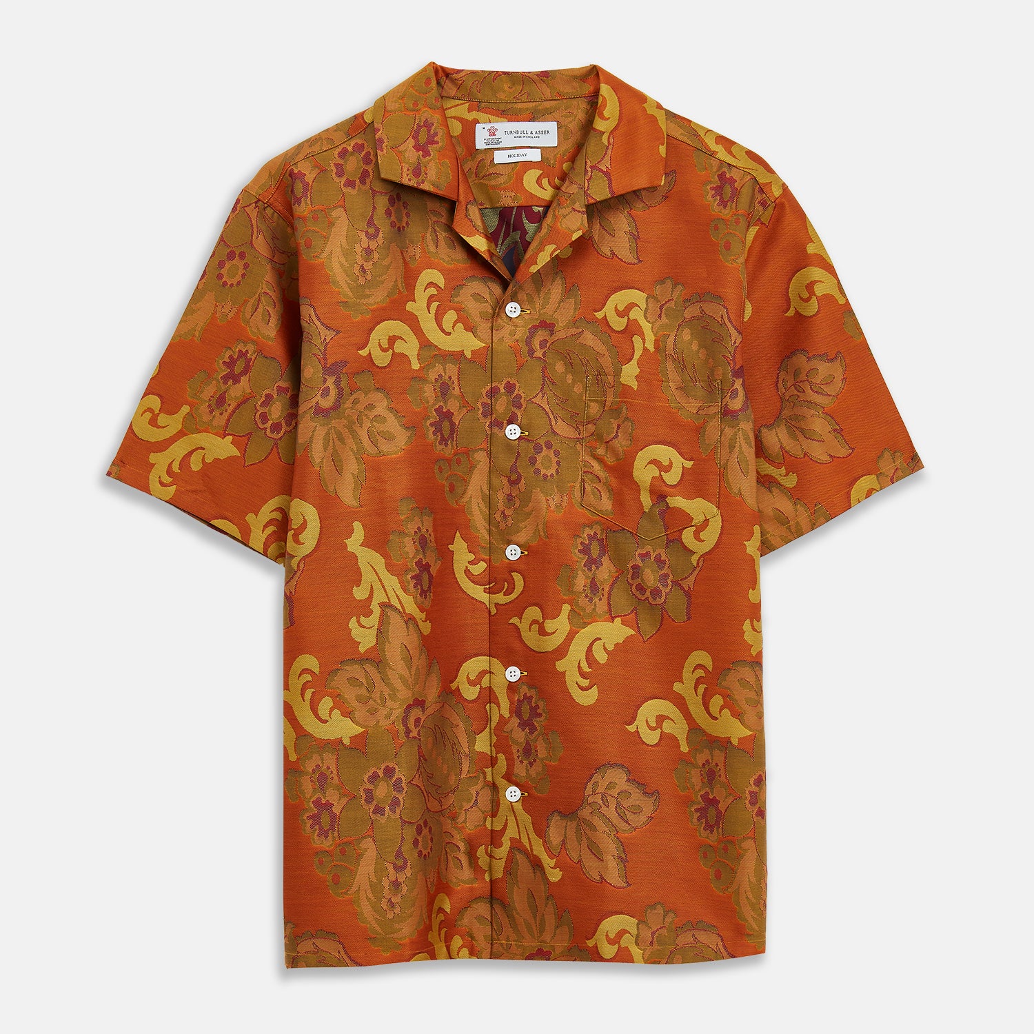 Image 1 of product Orange & Ochre Tapestry Weave Cotton Holiday Fit Shirt