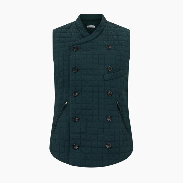 Forest Green Double-Breasted Quilted Gilet Image 4