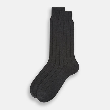 Charcoal Dash Striped Mid-Length Socks