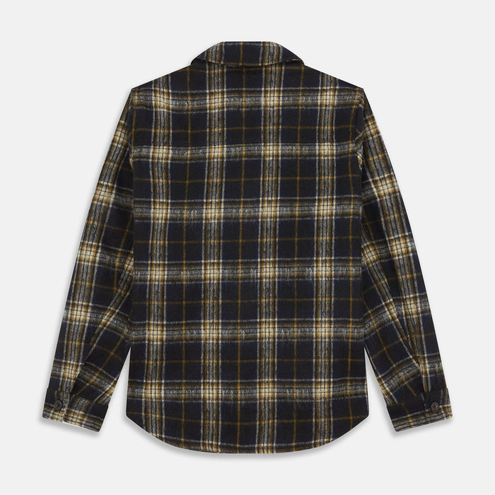 Navy and Beige Check Wool and Mohair Blend Somerset Overshirt Image 3