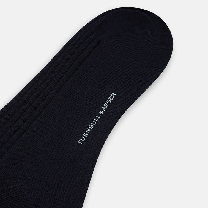 Navy Organic Cotton Mid-Length Socks Image 2