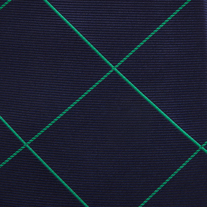 Green and Navy Window Pane Silk Tie Image 2