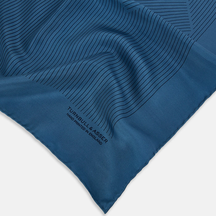 Blue Stripe Silk Pocket Square Image 1