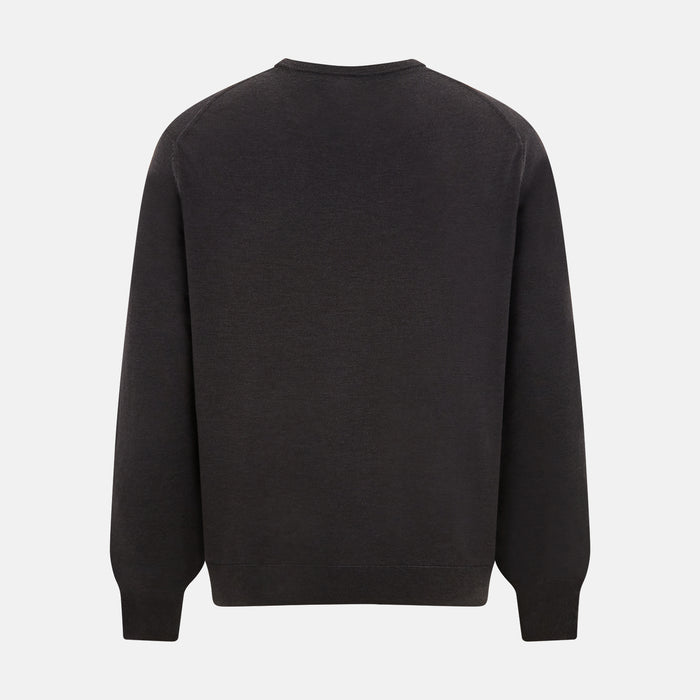Charcoal Grey Fine Merino Round Neck Jumper Image 2