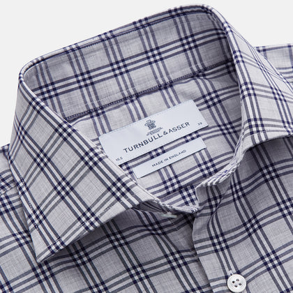Grey Multi Check Cotton Tailored Fit Shelton Shirt Image 2