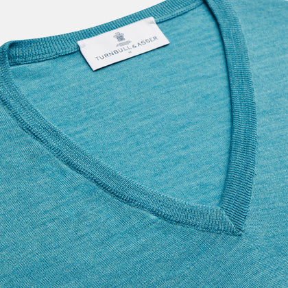 Turquoise Kennedy Merino V-Neck Jumper