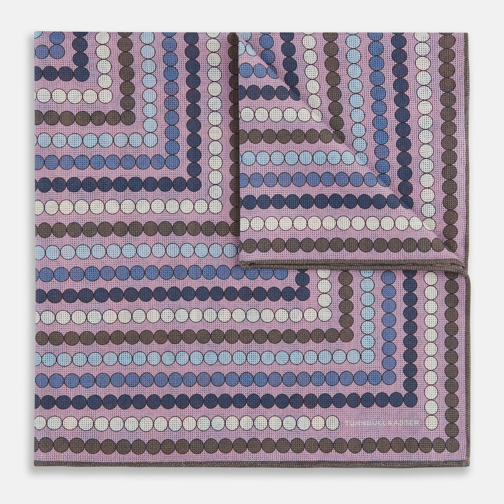 Lilac Dots and Floral Tile Double-Sided Silk Pocket Square