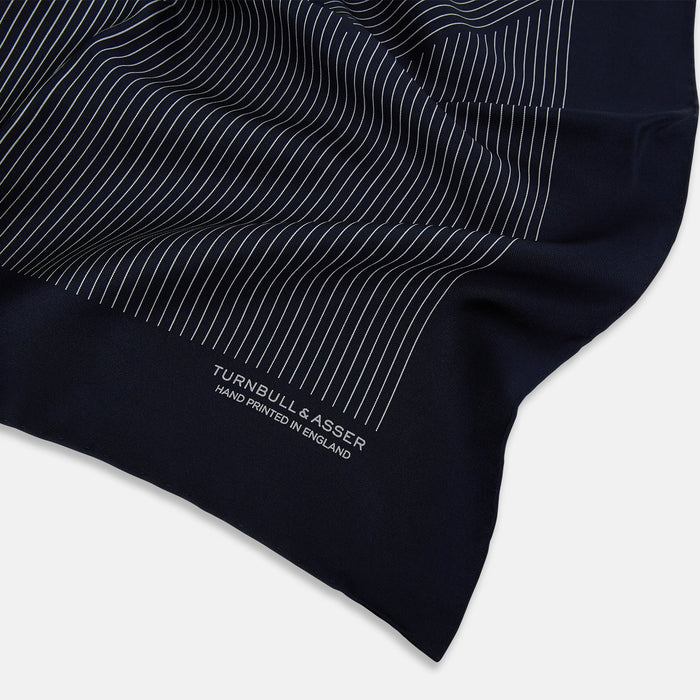 Navy and Grey Stripe Silk Pocket Square Image 1