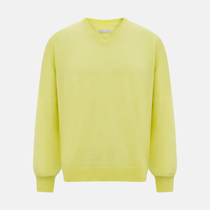 Bright Yellow Merino V-neck Jumper