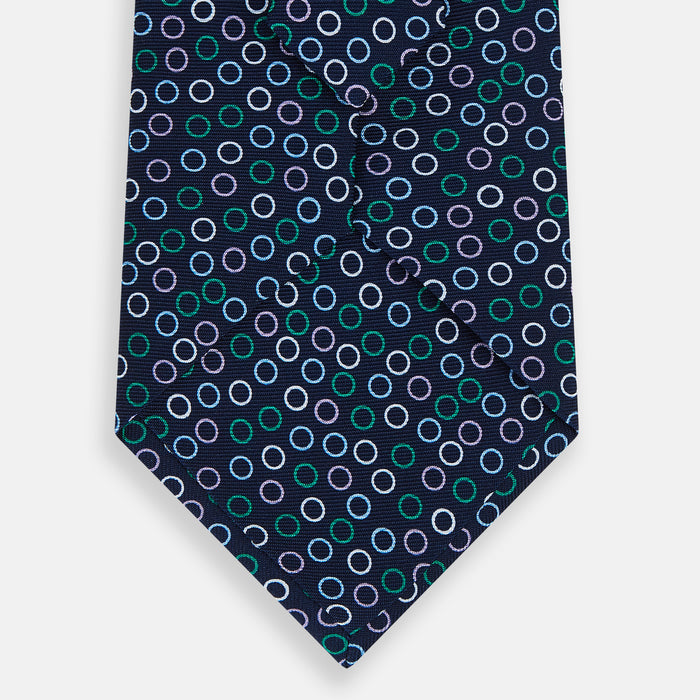 Green and Lilac Dark Navy Silk Tie Image 2