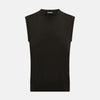 View 1 of product A dark brown cashmere round neck vest by Turnbull & Asser, sleeveless and displayed against a plain white background.