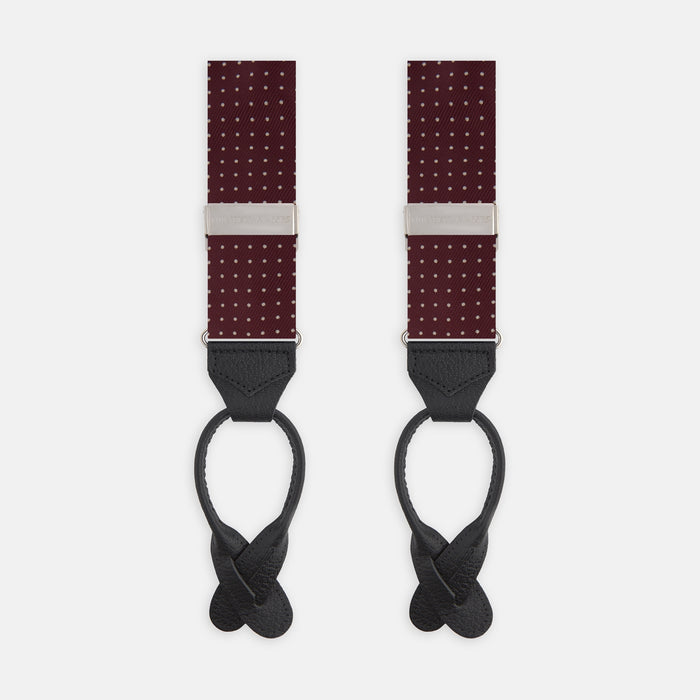 Burgundy Small Spot Adjustable Silk Braces