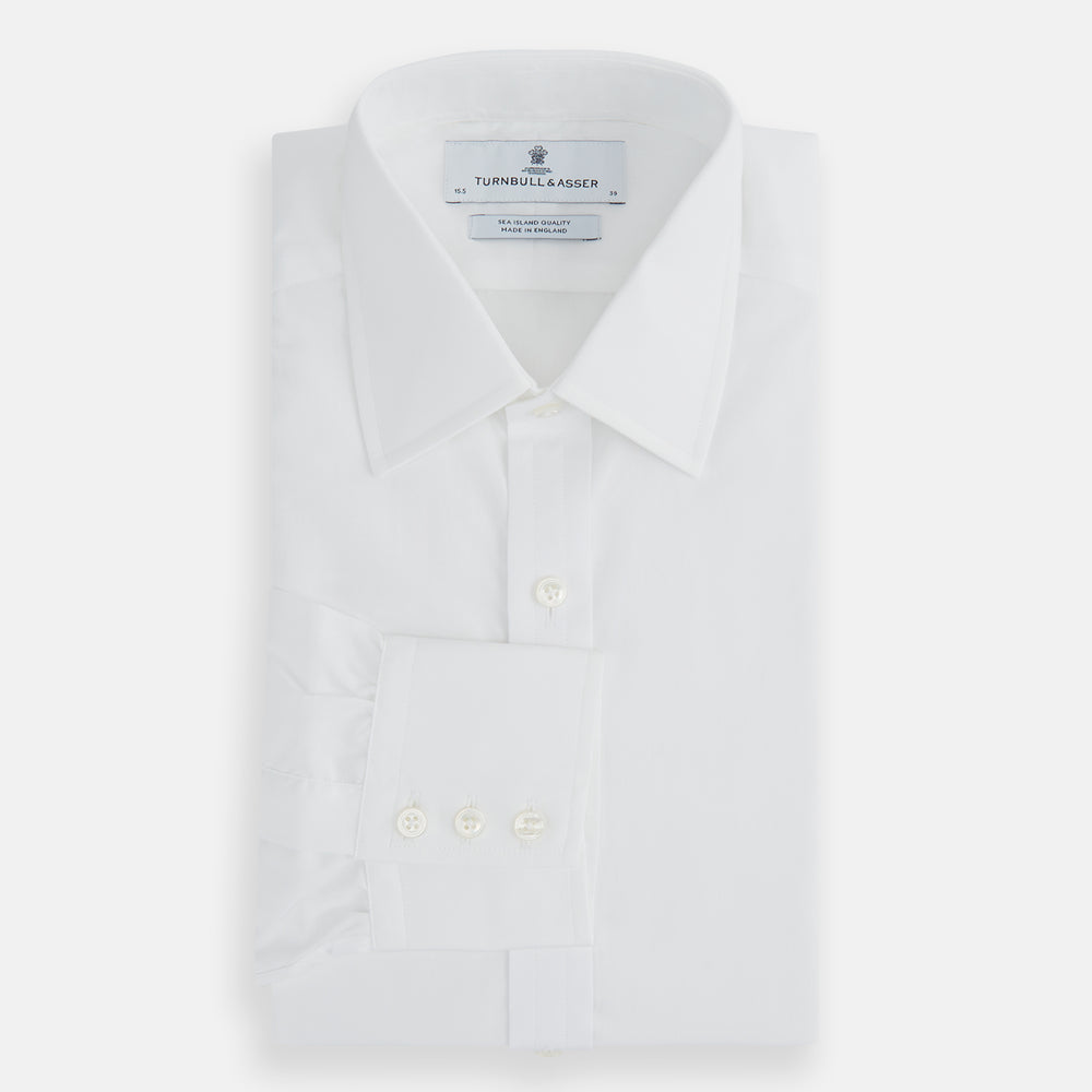 White Sea Island Quality Cotton Shirt with T&A Collar and 3-Button Cuffs