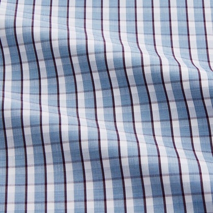 Blue and White Check Cotton Regular Fit Mayfair Shirt Image 4