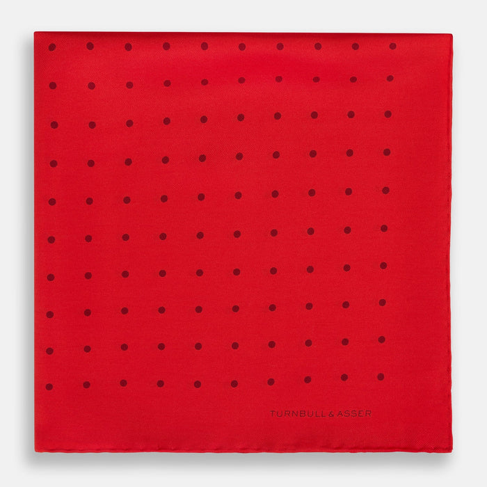 Red and Burgundy Spot Silk Pocket Square Image 2