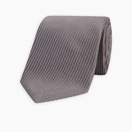 Dark Grey Plain Woven Lace Silk Tie Image 4