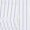 View 4 of product The Dark Navy Double-Pinstripe Westminster Shirt by Turnbull & Asser, featuring a Turnbull collar and cuffed sleeves, is displayed laid flat on a plain white background, highlighting its British craftsmanship.