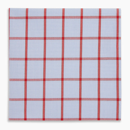 Hand Rolled Red Windowpane Check  Handkerchief Image 3