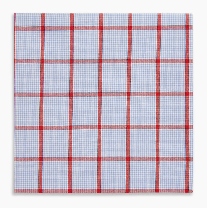 Hand Rolled Red Windowpane Check  Handkerchief Image 3