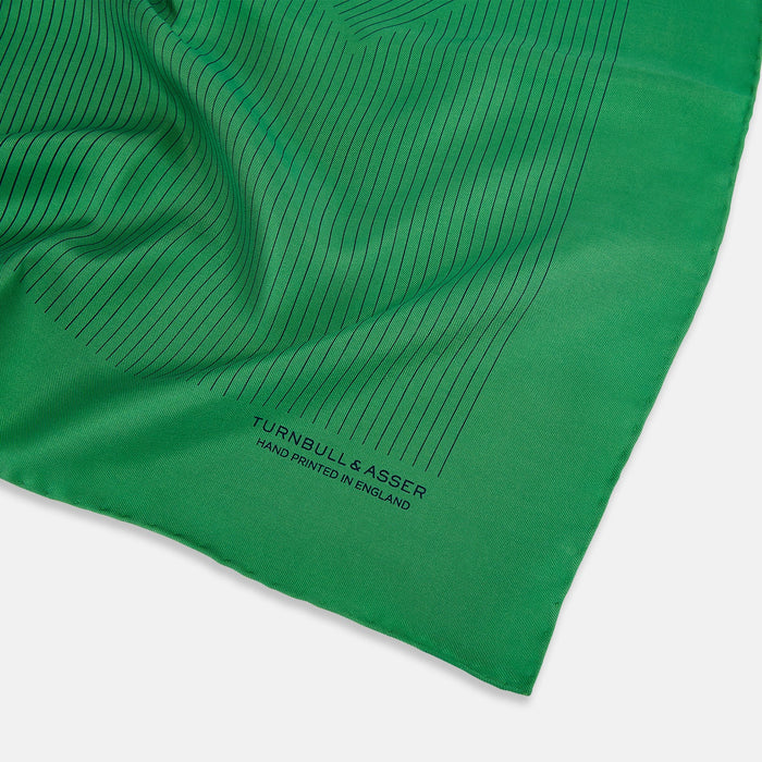 Hunter Green Stripe Silk Pocket Square Image 1