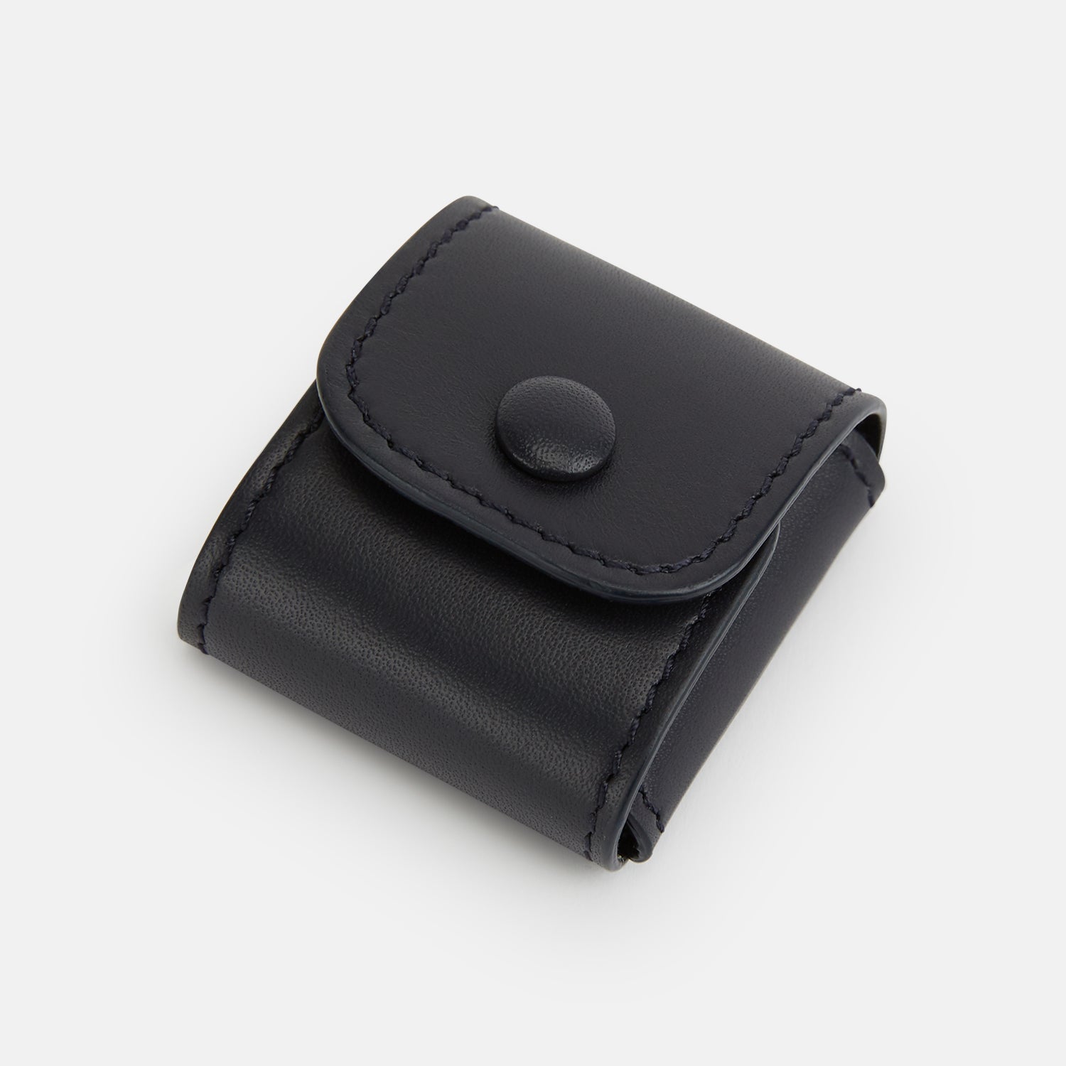 View 3 of product Navy Leather Cufflinks by Turnbull & Asser—Italian leather with square ends and braided stems, shown on a white background—a refined addition to men's accessories.