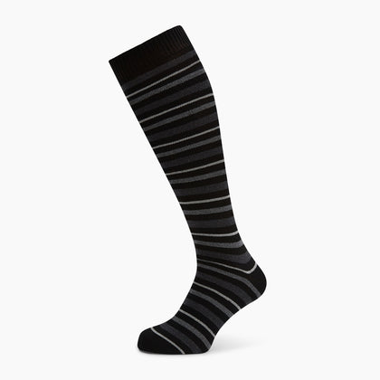 Chocolate Melange Striped Merino Wool Long Socks Image 4