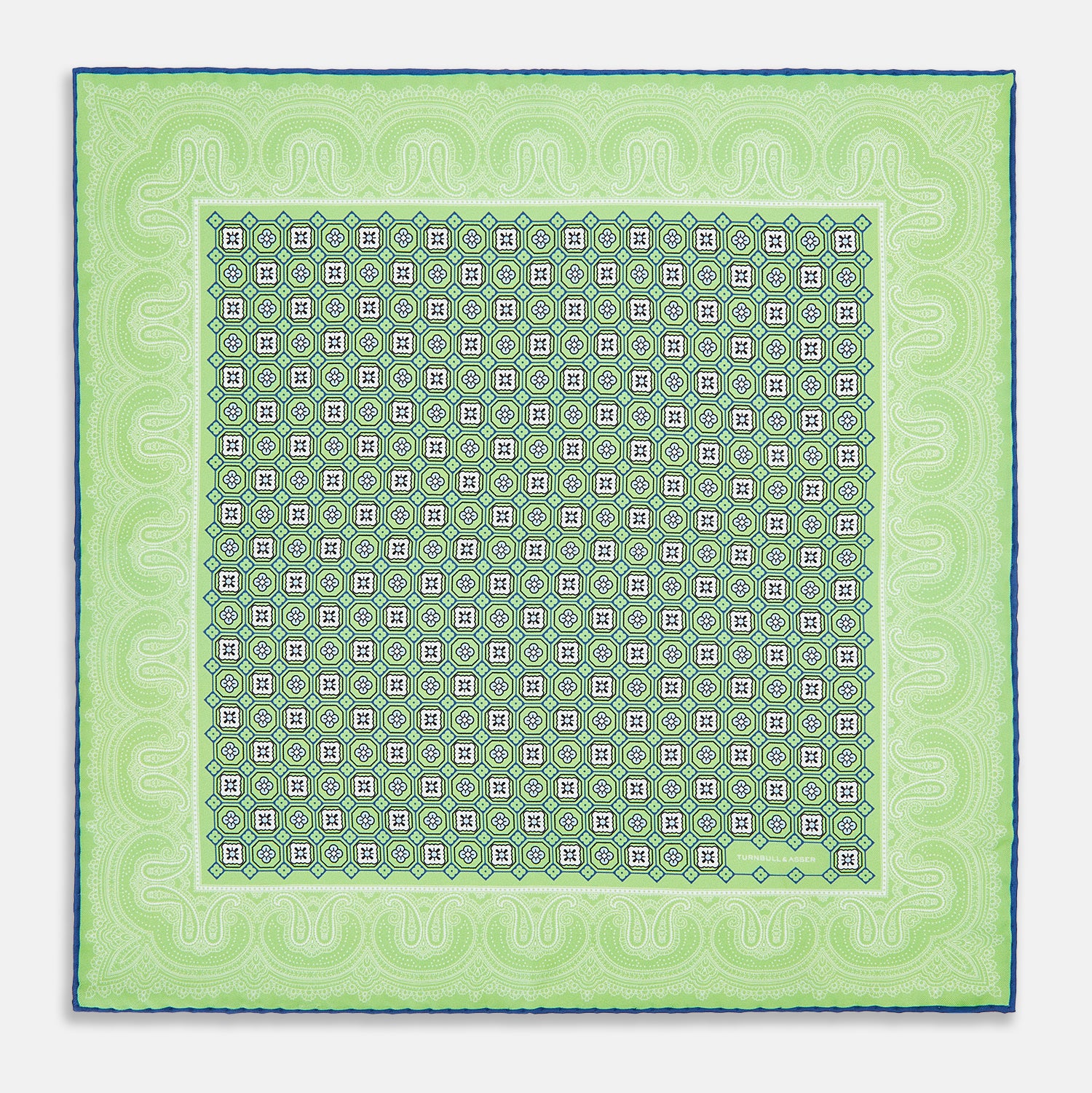 Image 9 of product Fern Green Floral Tile and Paisley Silk Pocket Square