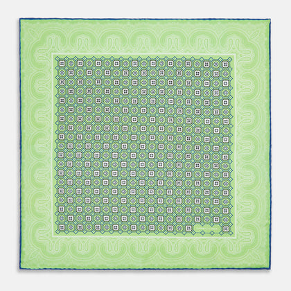 Fern Green Floral Tile and Paisley Silk Pocket Square Image 8