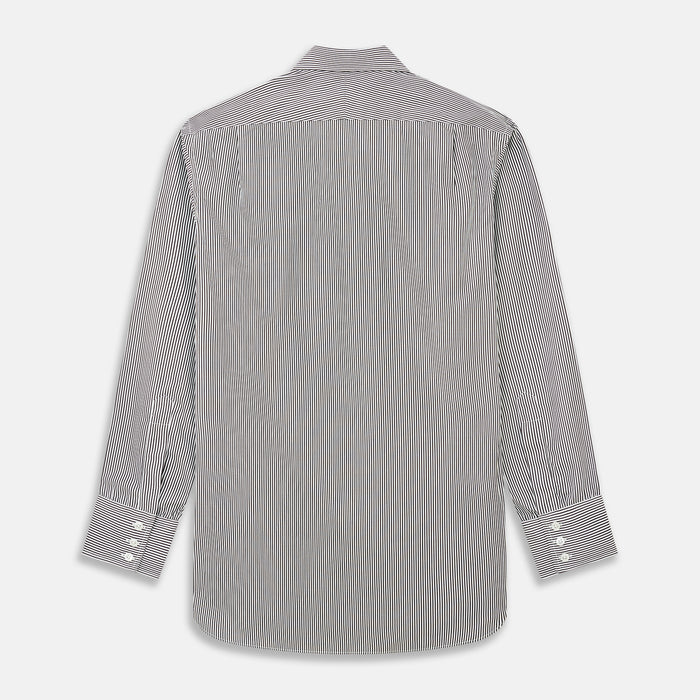 Black Candy Stripe Cotton Regular Fit Mayfair Shirt Image 4