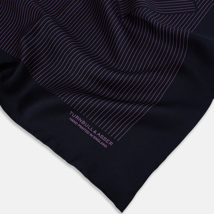 Navy and Purple Stripe Silk Pocket Square Image 1
