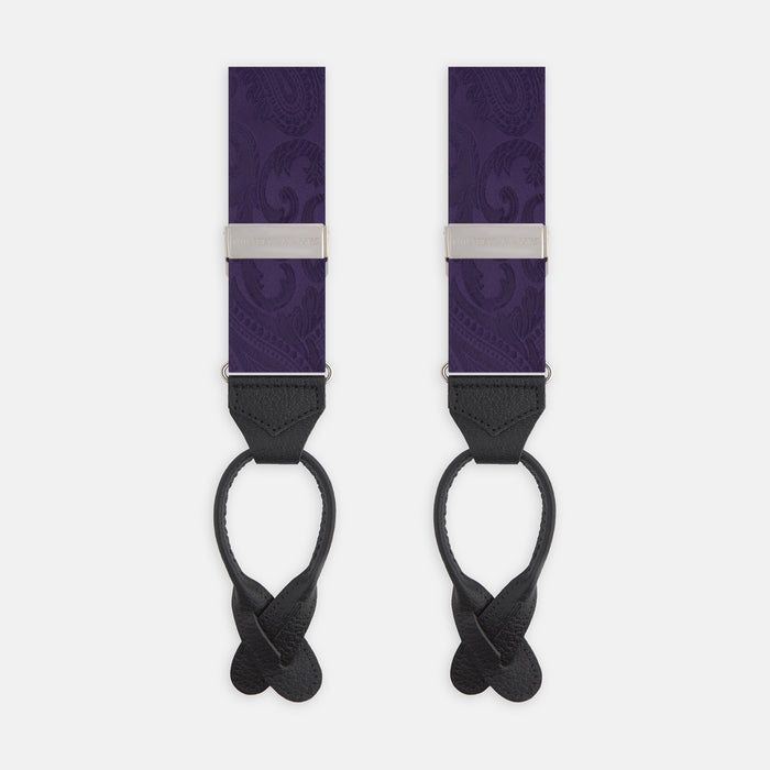 Purple Paisley Adjustable Silk Braces