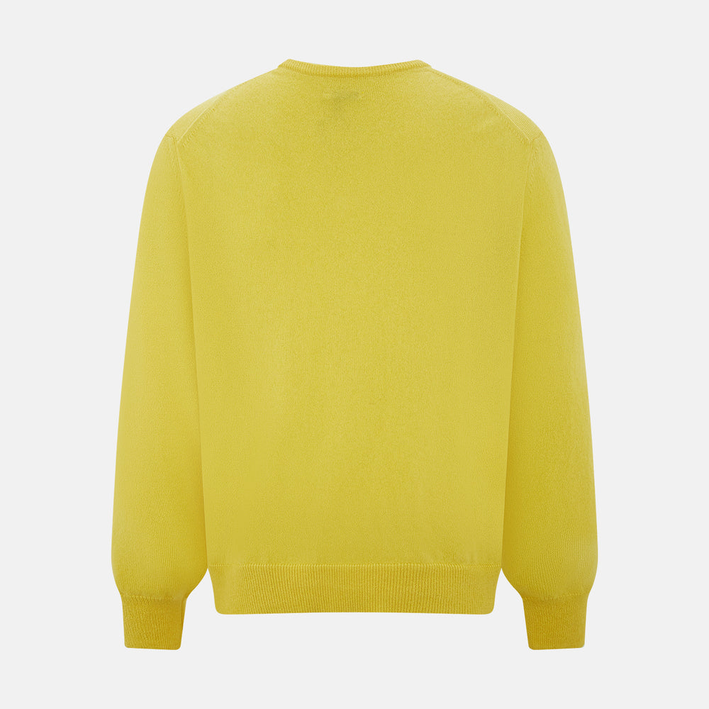 Canary Yellow Cashmere V neck Jumper Turnbull Asser